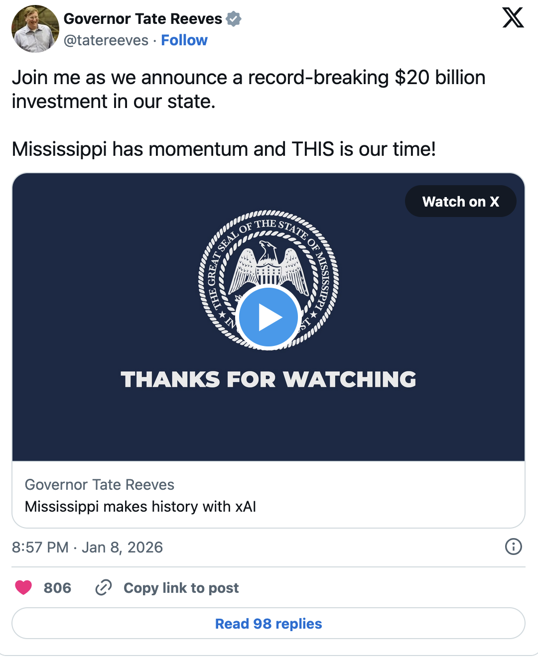 Join me as we announce a record-breaking $20 billion investment in our state.
