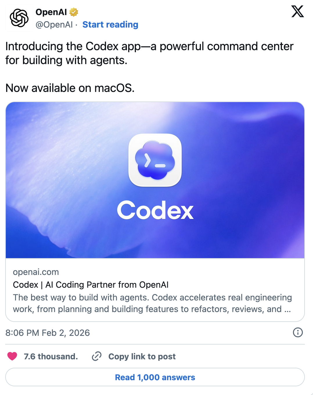 AI Agents 3 #OpenAI #ArtificialIntelligence OpenAI has released the Codex app for AI programmers. 02/03/2026 Vladimir Sliper  OpenAI has released a standalone app for its programming assistant, Codex. It's available for macOS users.  The software is designed to act as a