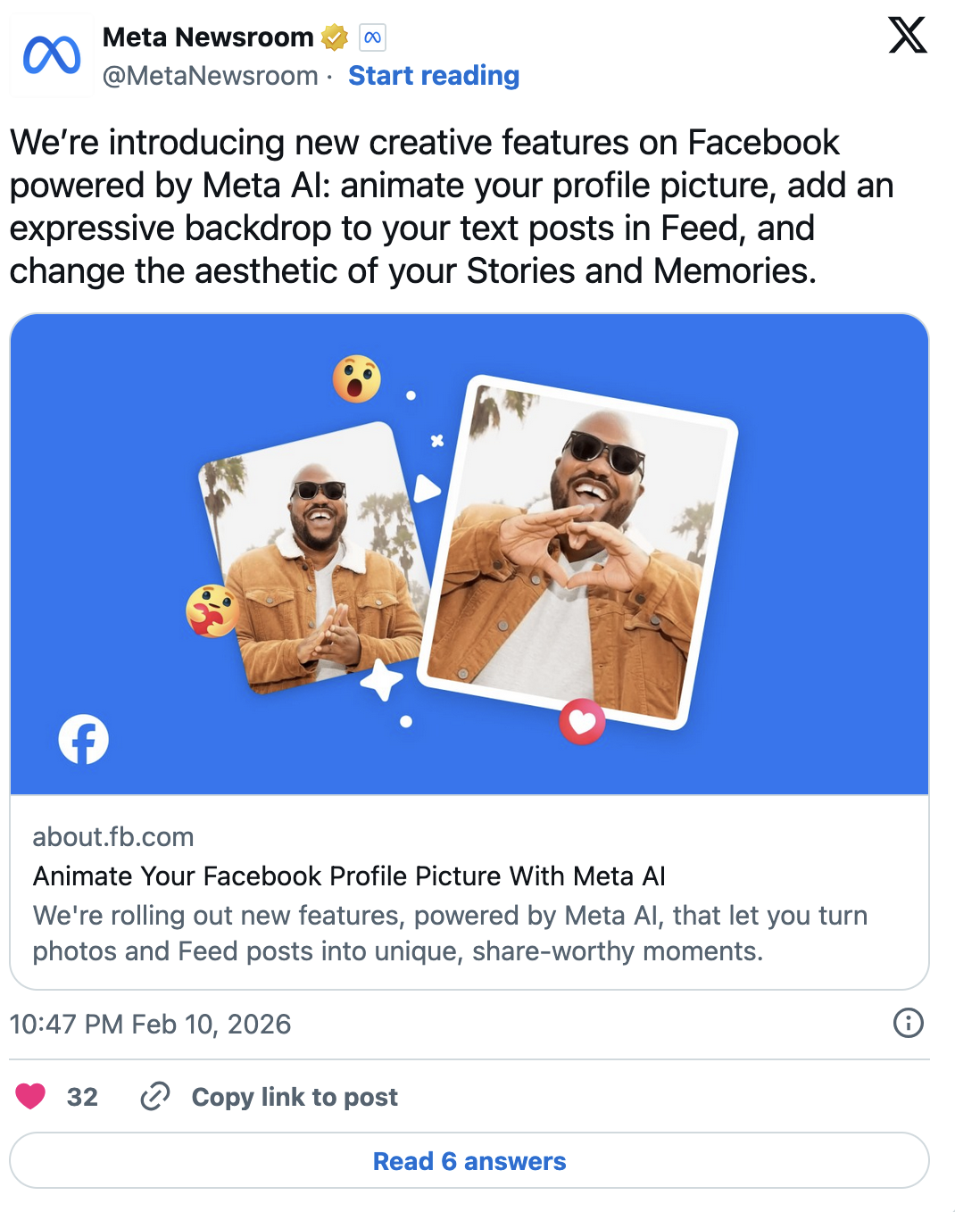 We’re introducing new creative features on Facebook powered by Meta AI