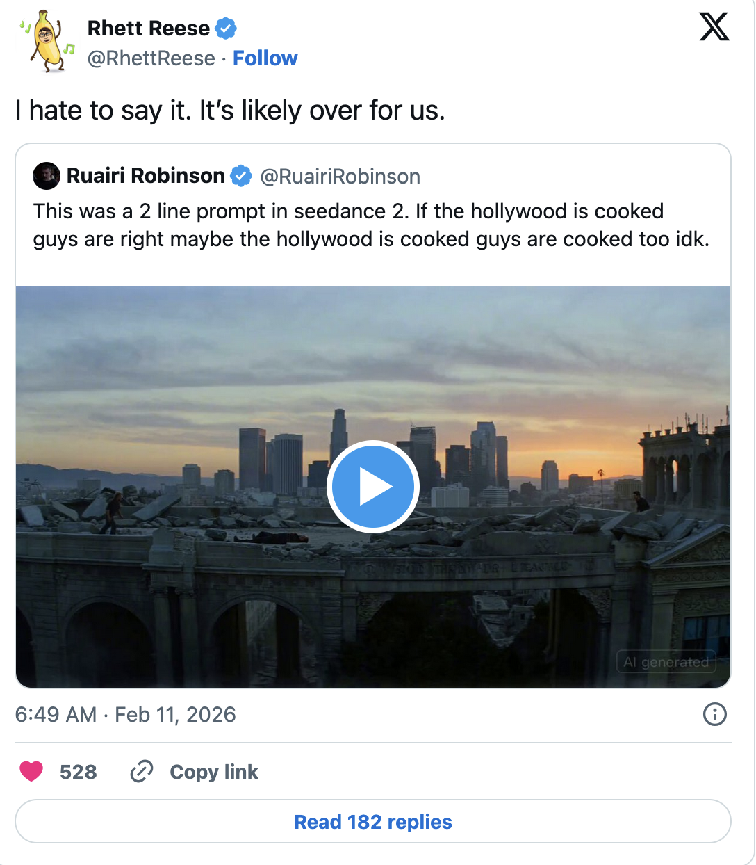 Deadpool screenwriter Rhett Reese commented on the post