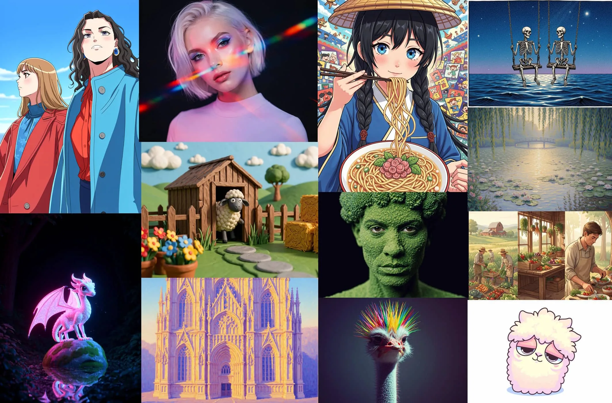 From 3D animations to classic illustrations, the model covers a wide range of creative styles. | Image: BFL